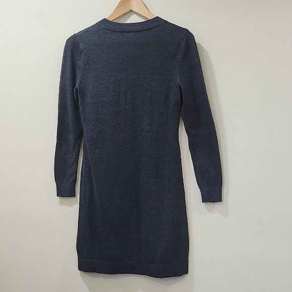 Banana Republic Charcoal Long Sleeve Dress Midi 60% Cotton 10% Rabbit Hair - Picture 8 of 9